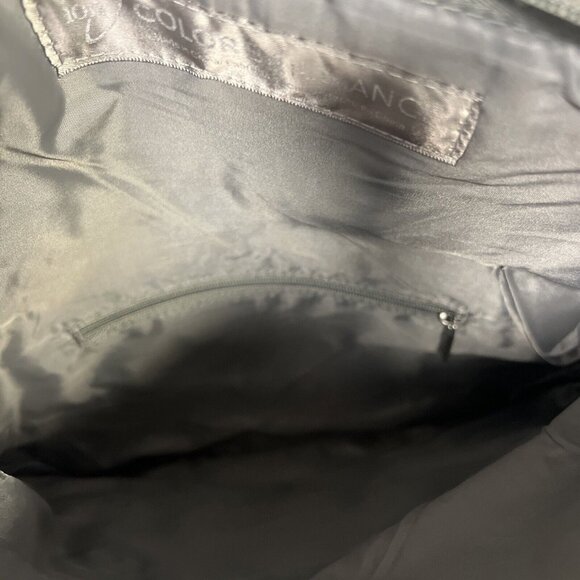 Gray Embossed Faux Leather Clutch With Tassel Accent & Zipper Pocket - Picture 4 of 6